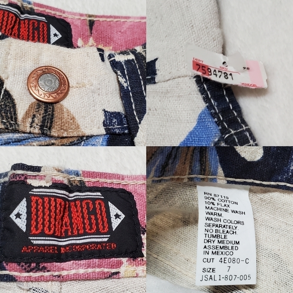 Deadstock Vintage 90s Durango Floral High Rise Cuffed Knit Denim Shorts NWT - Picture 15 of 16